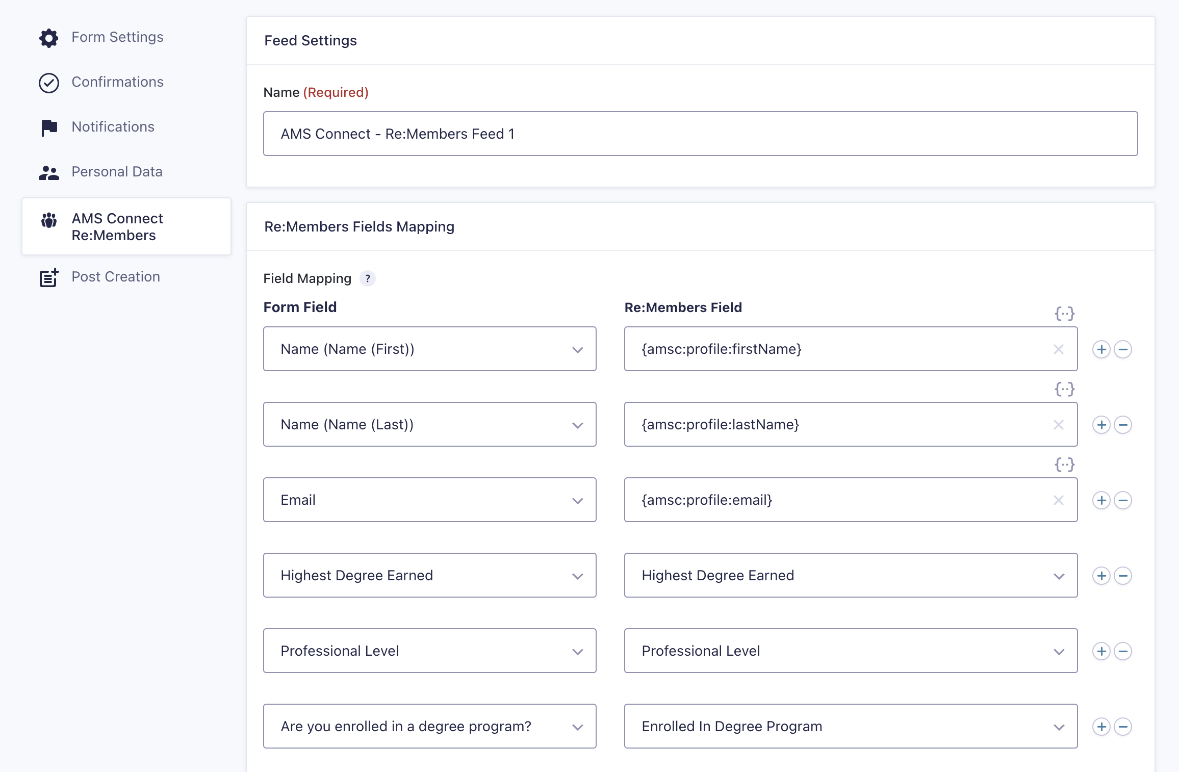Field mapping interface